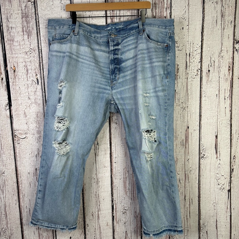 Old Navy Plus Size 22 High-Rise Slouchy Straight Jeans Cropped Length Button Fly